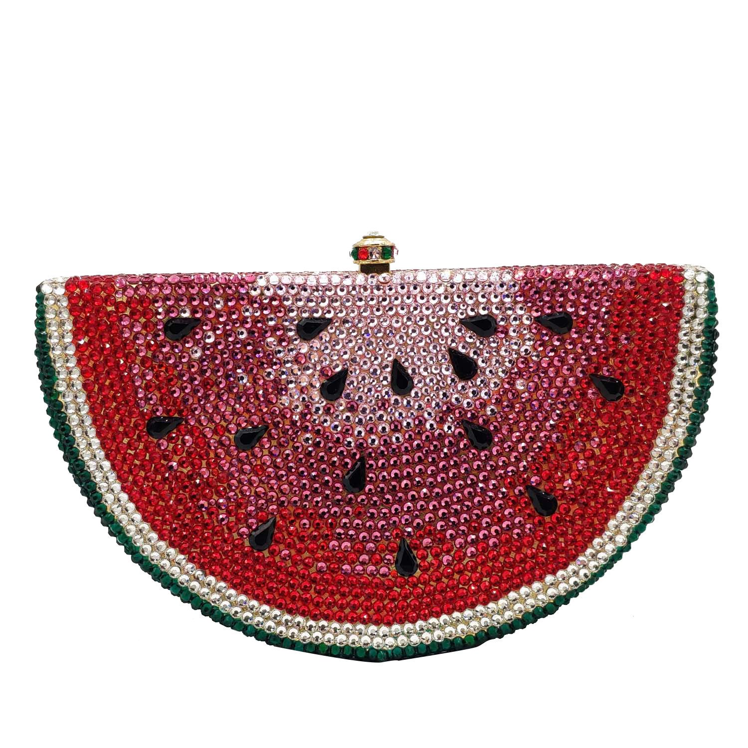 Women fruits purse handbag Watermelon style Rhinestone Bag Hollow Metal Crystal Evening Bag With Diamond Bag Ladies Clutch