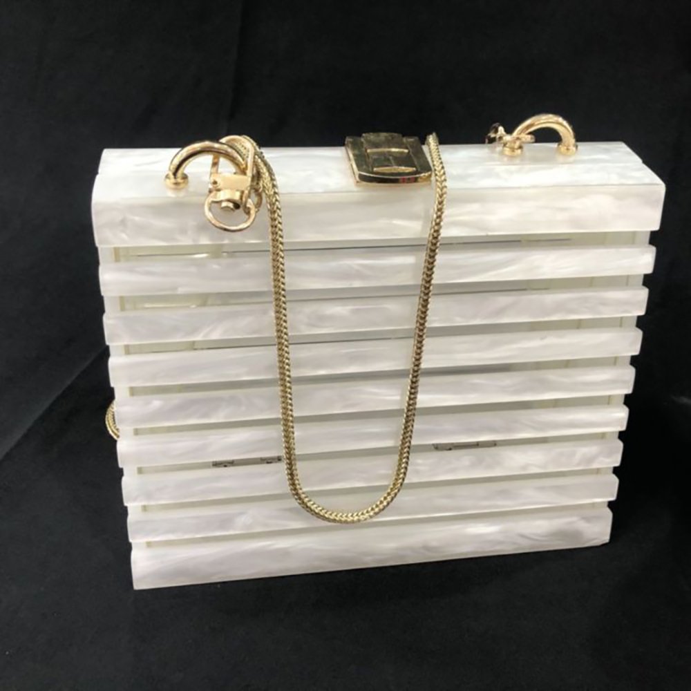 Factories Hot Sale Acrylic Bags Evening Bag Fashion Ladies Stone Pattern Fancy Party Clutch Bags