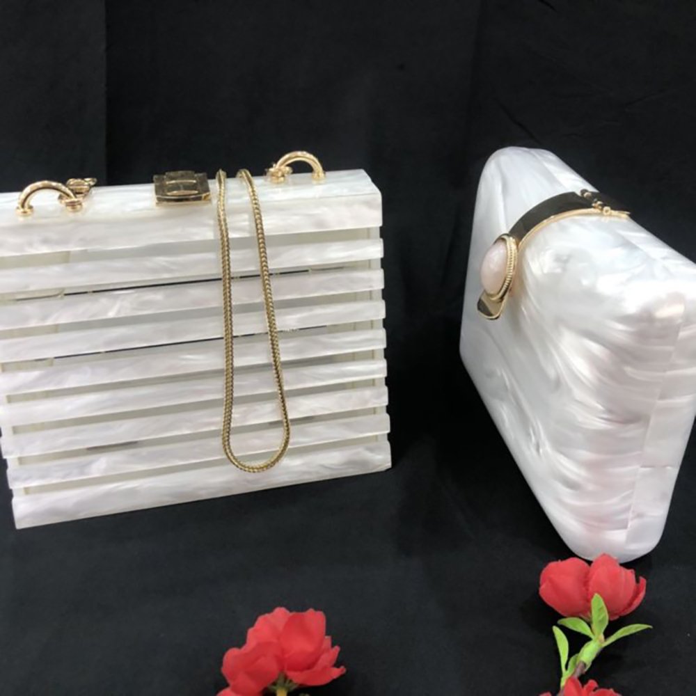 Factories Hot Sale Acrylic Bags Evening Bag Fashion Ladies Stone Pattern Fancy Party Clutch Bags