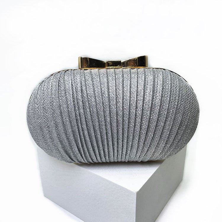 New Trend Fashion Designer Sling Crossbody Pleated Oval Party Evening Clutch For Women