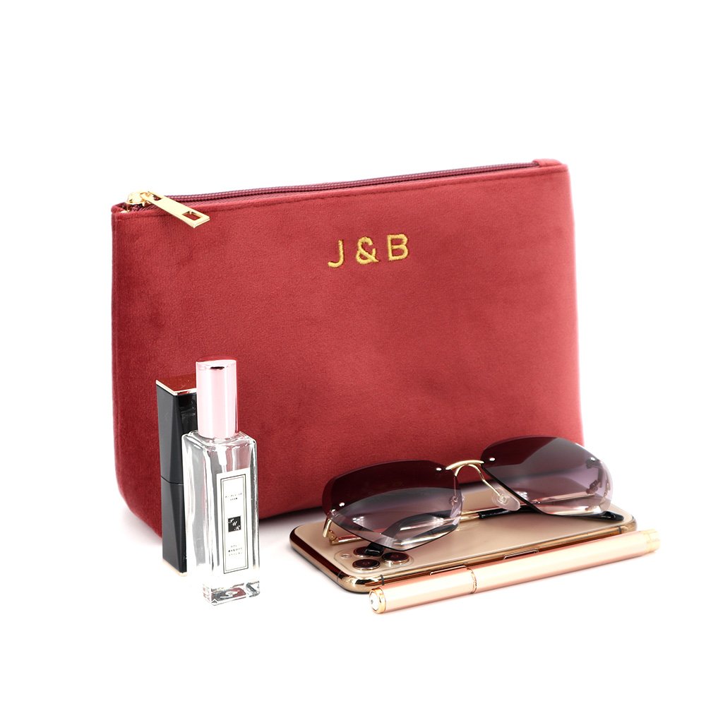 Factory Hot Sale Velvet Dress Makeup Bag with Logo Custom Velvet Zipper Gift Pouch Cosmetic Beauty Organizer Bag for Promotion