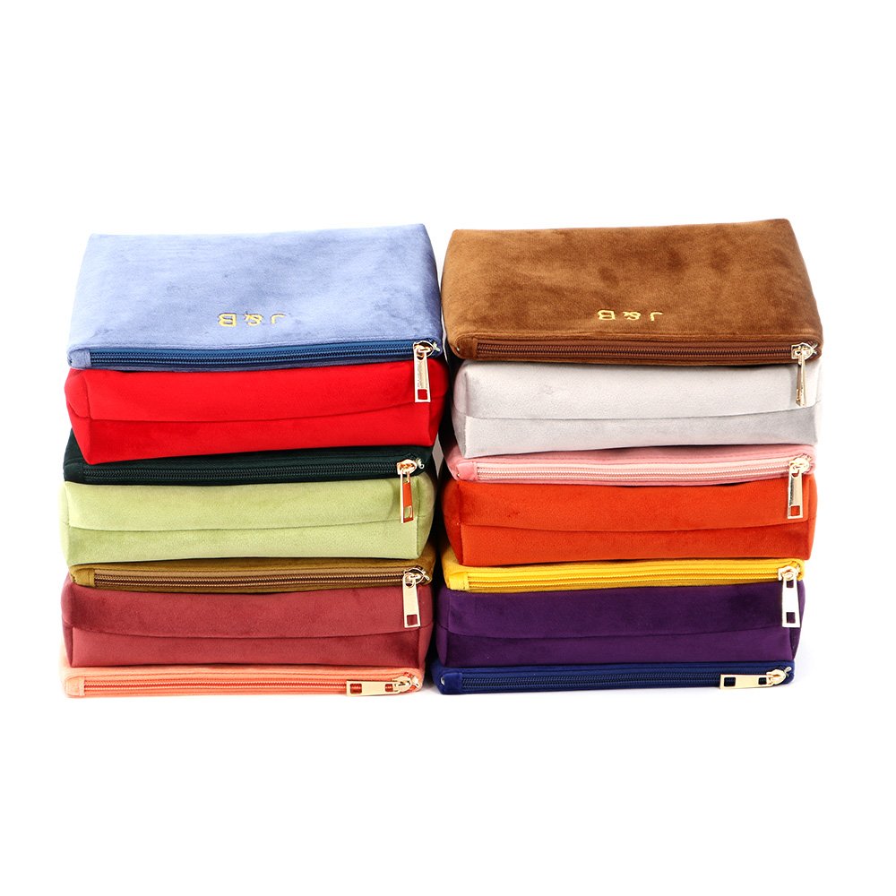 Factory Hot Sale Velvet Dress Makeup Bag with Logo Custom Velvet Zipper Gift Pouch Cosmetic Beauty Organizer Bag for Promotion