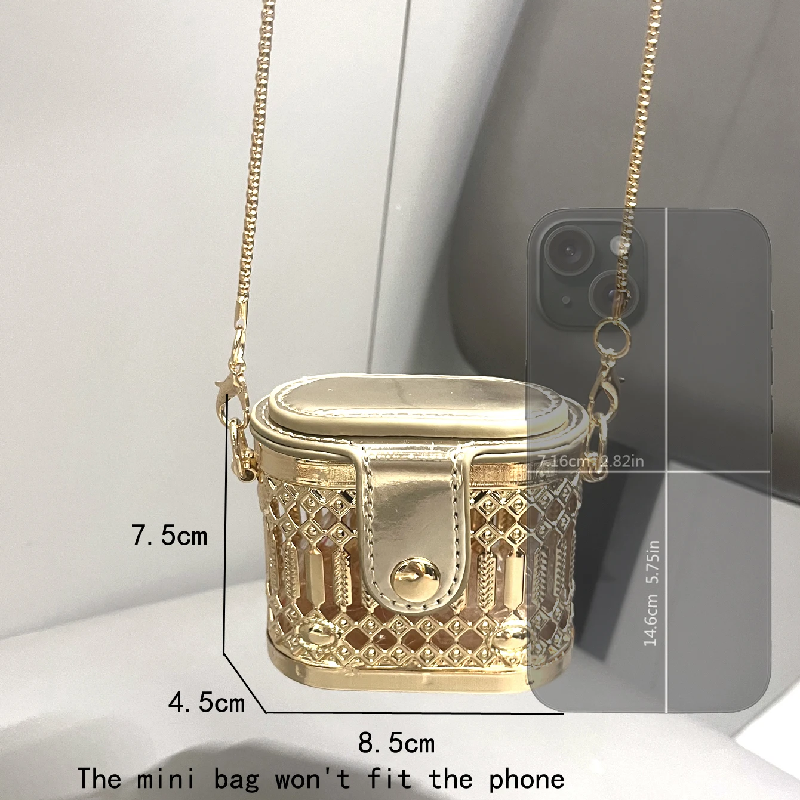 Golden Luxury Designer Mini Shoulder Bags Women's Funny Metal Shape Evening Purses Clutch Purse for Party and Wedding
