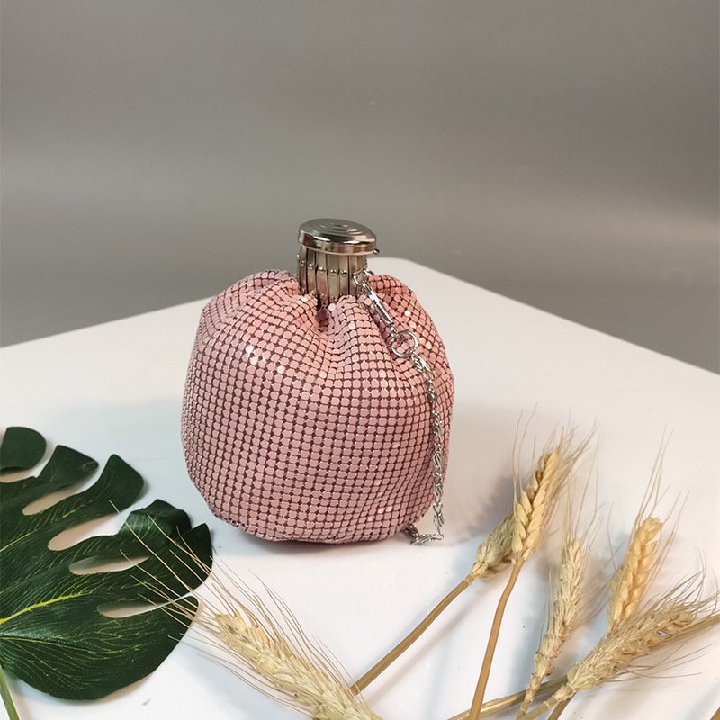 2024 Popular Fashion Bling Sequin Evening Bags Bottle Shaped Bags Shiny Metallic Party Purses Crystal Bucket Bags