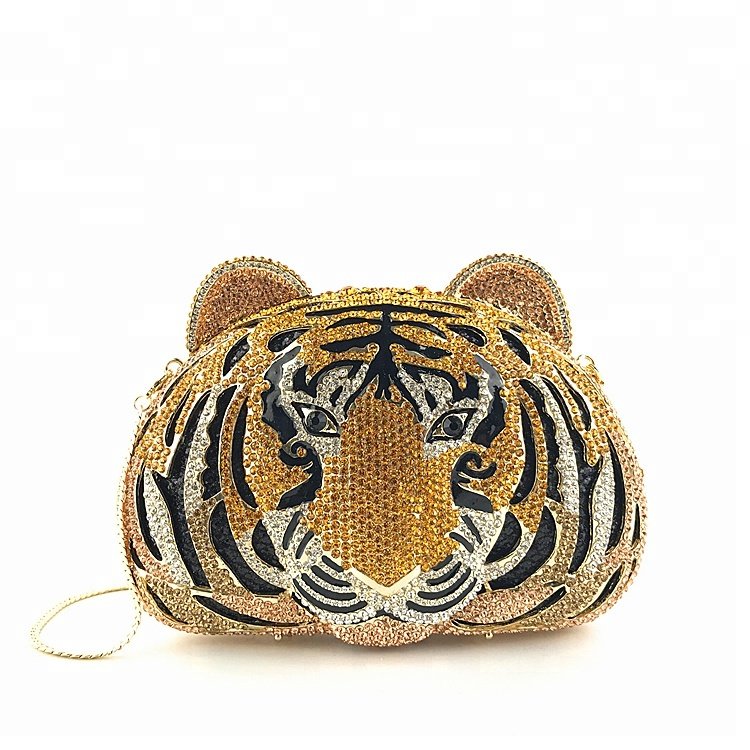 OC3715 China online shopping tiger Shape crystal clutch evening bags