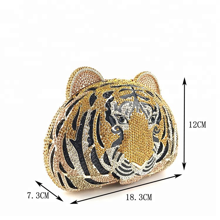 OC3715 China online shopping tiger Shape crystal clutch evening bags