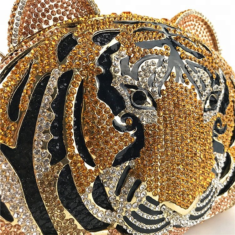OC3715 China online shopping tiger Shape crystal clutch evening bags