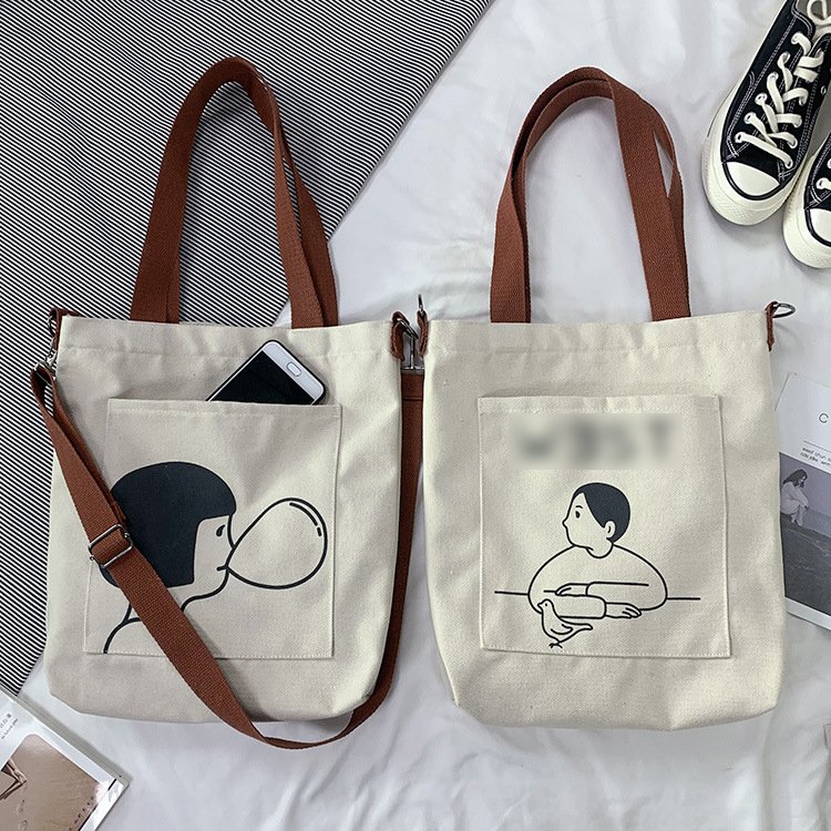 The Large Tote Jean bag with shoulder strap Canvas Tote Bag for Women, Ladies Canvas Cloth Tote Bag with Pockets