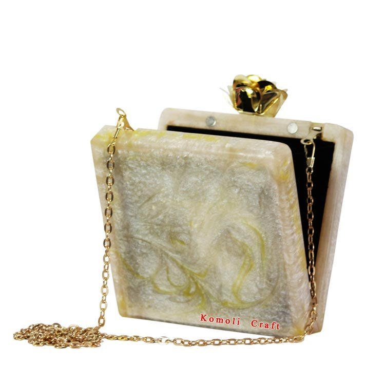 Unique Design Handmade Fashionable Resin clutch bag evening purse frame clutch bag resin evening bag for Women From India