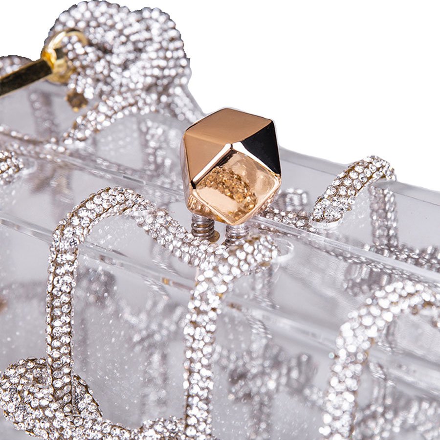 Bling bling women evening bag ladies rhinestone transparent drawstring clutch party bag acrylic handbag clutch purse women3103