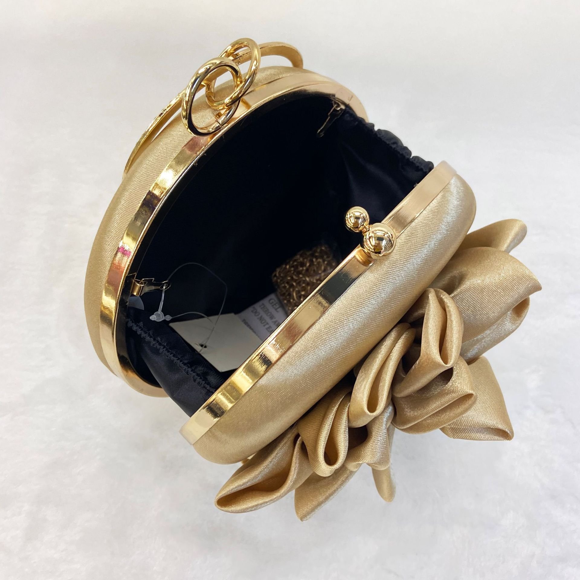 Women Retro Elegant Evening Bags Silk Flower Diamond Circle Banquet Handbags Purses Luxury Designer Beaded Crossbody Bags