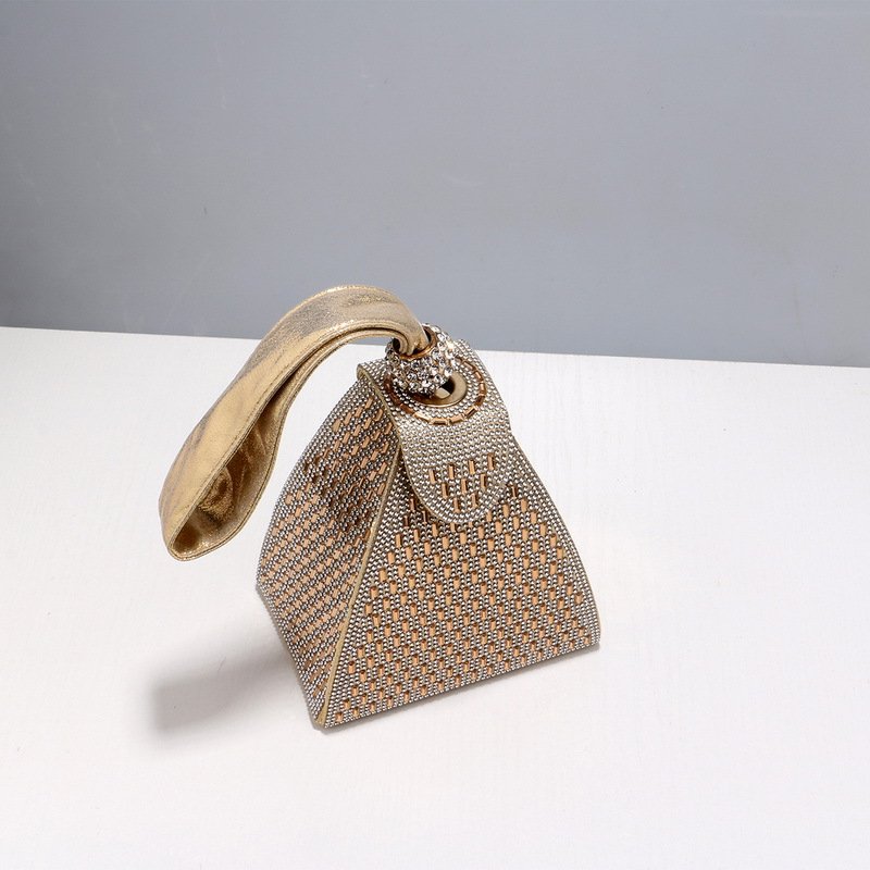 Ladies New Handles Triangle Wedding Luxury Clutch Bag Crystal Evening Bag