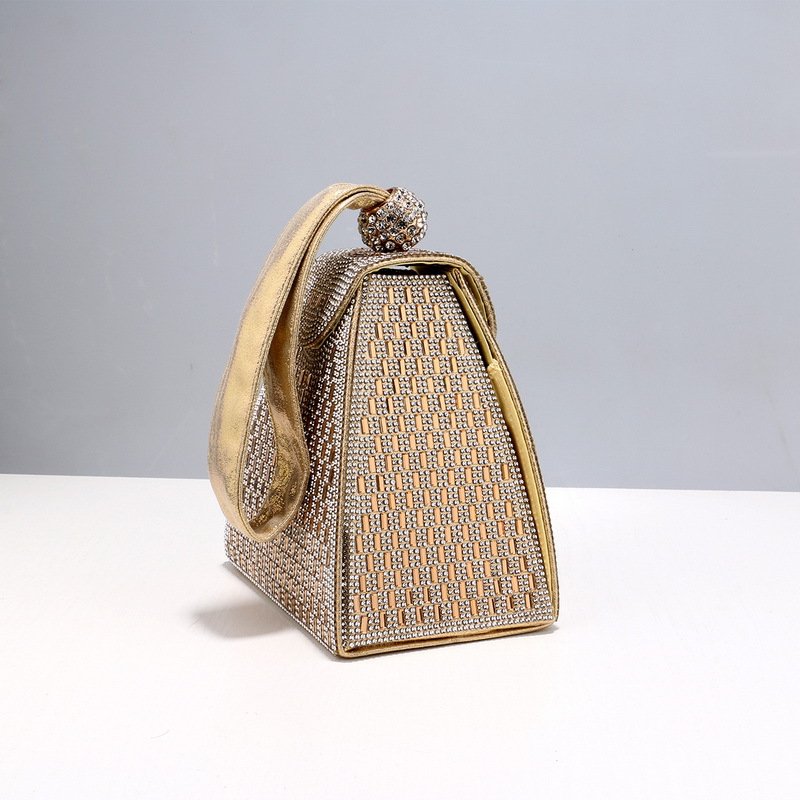 Ladies New Handles Triangle Wedding Luxury Clutch Bag Crystal Evening Bag