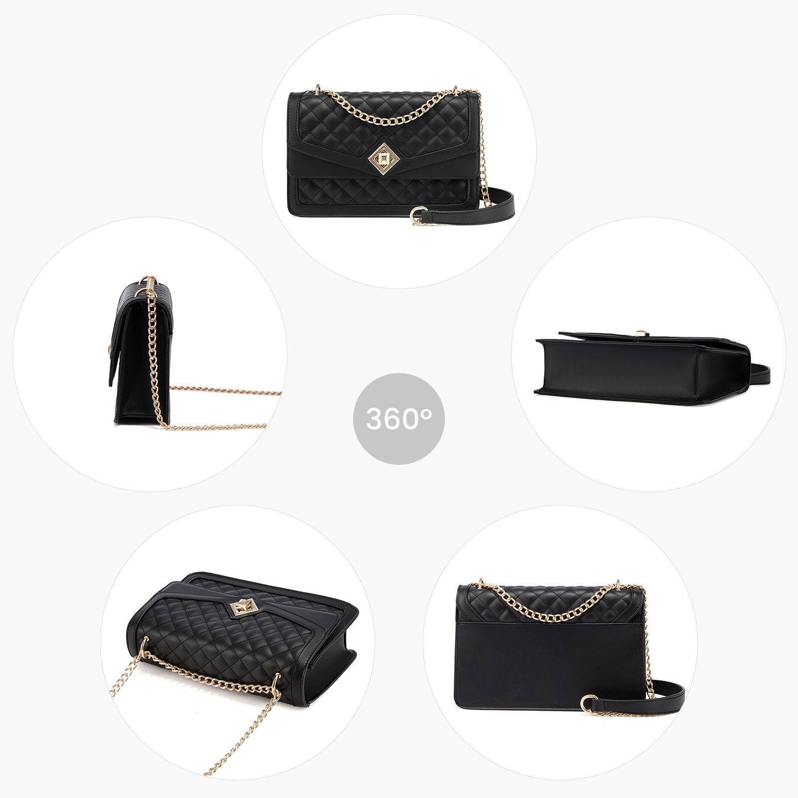 LOVEVOOK 2023 Leather Quilted Sling Shoulder Bag with Chain Trendy Clutch Ladies Evening Purse Luxury Crossbody Bags for Women