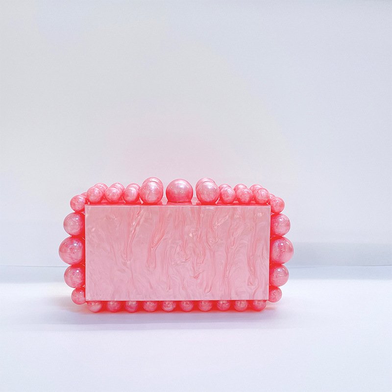 Candy color small square cloud chain bag women's evening bags sparkly pearl clutch purse bling acrylic crossbody bag