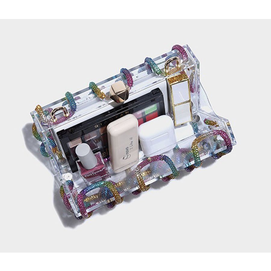 Ready designer clear purse & bags wedding women crystal evening party bag bling rhinestone evening clutch bag purse women 3103