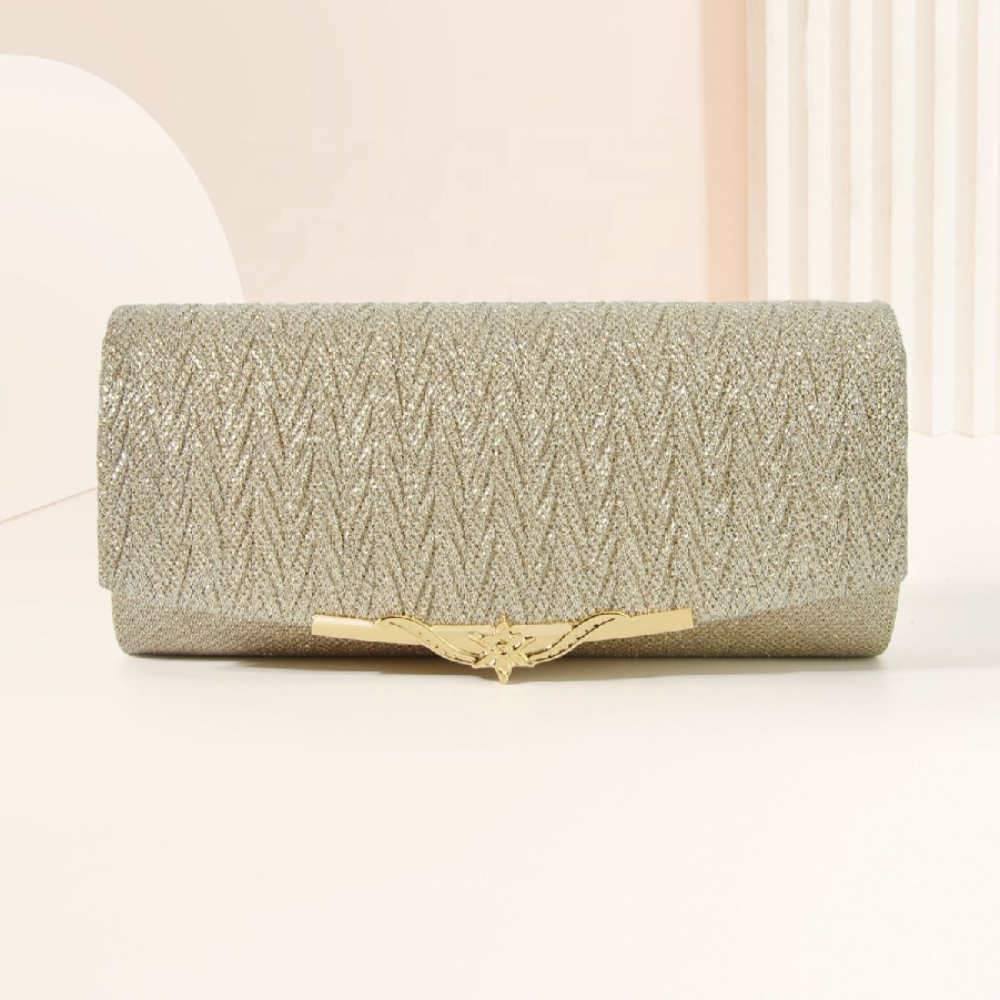 RB67 2024 Occidental Dinner Fashion Women's Evening Dress Bag Handheld Bag Party Metal Pleated Women's Bag