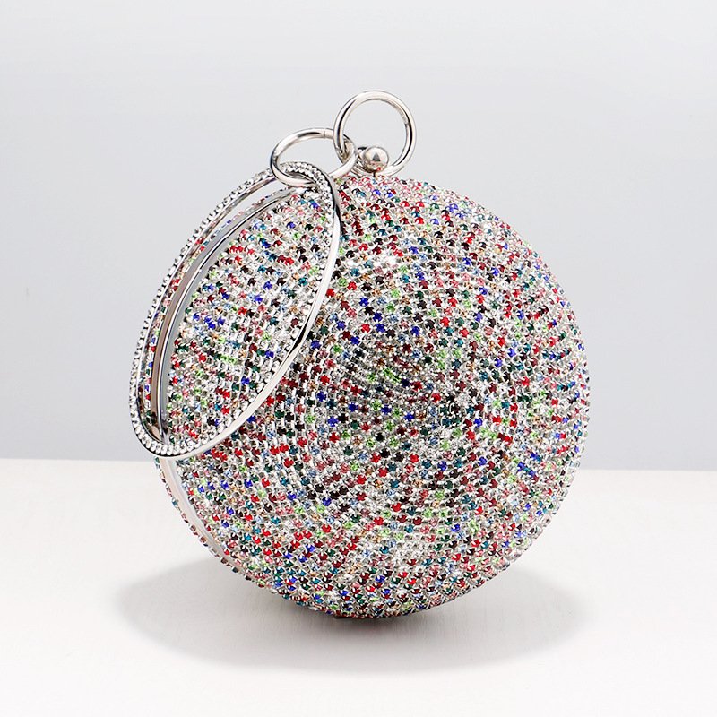 clutch bag crystal evening bag shiny rhinestone metal ball chain party women lady handbags