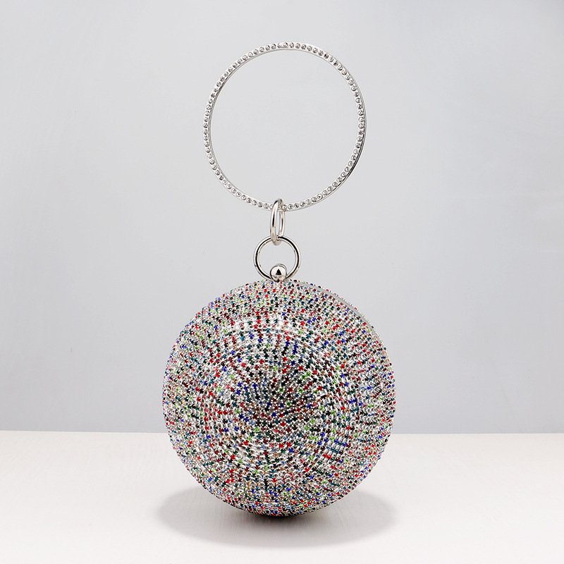 clutch bag crystal evening bag shiny rhinestone metal ball chain party women lady handbags