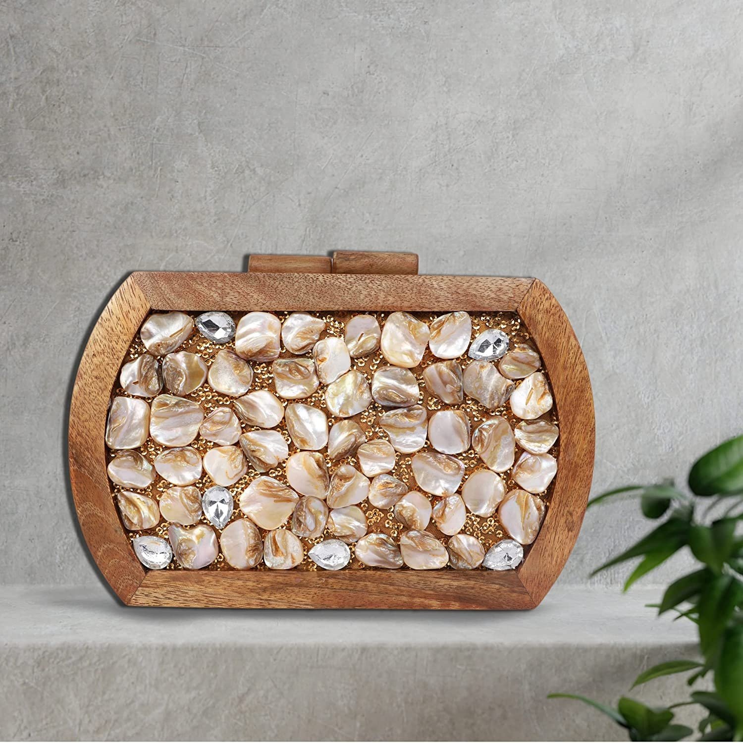 Drop shipping Luxury Wooden Mother of Pearl Rectangle sling Bag Box Clutch Bag Custom Name Wedding Bridal Purse Evening Bag sale