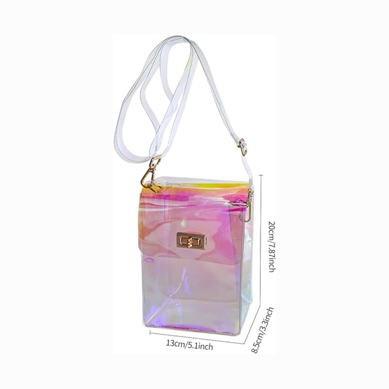 Women's Bag Wholesale 2024 Summer New Transparent Women Hand Bag Jelly Square Chain Bag