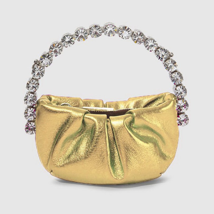 Angelkiss hot selling half-moon luxury handbags diamond handle clutch bag ladies evening bags