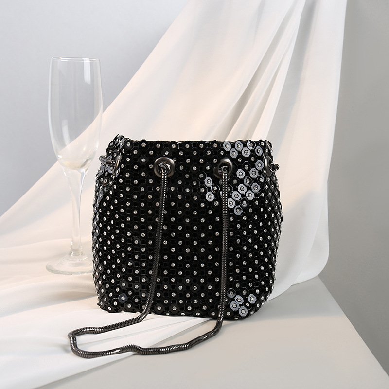 Fashion Casual Crossbody Bags Evening Dinner bag Full Rhinestone Sparkly Bucket Bag For Women Party