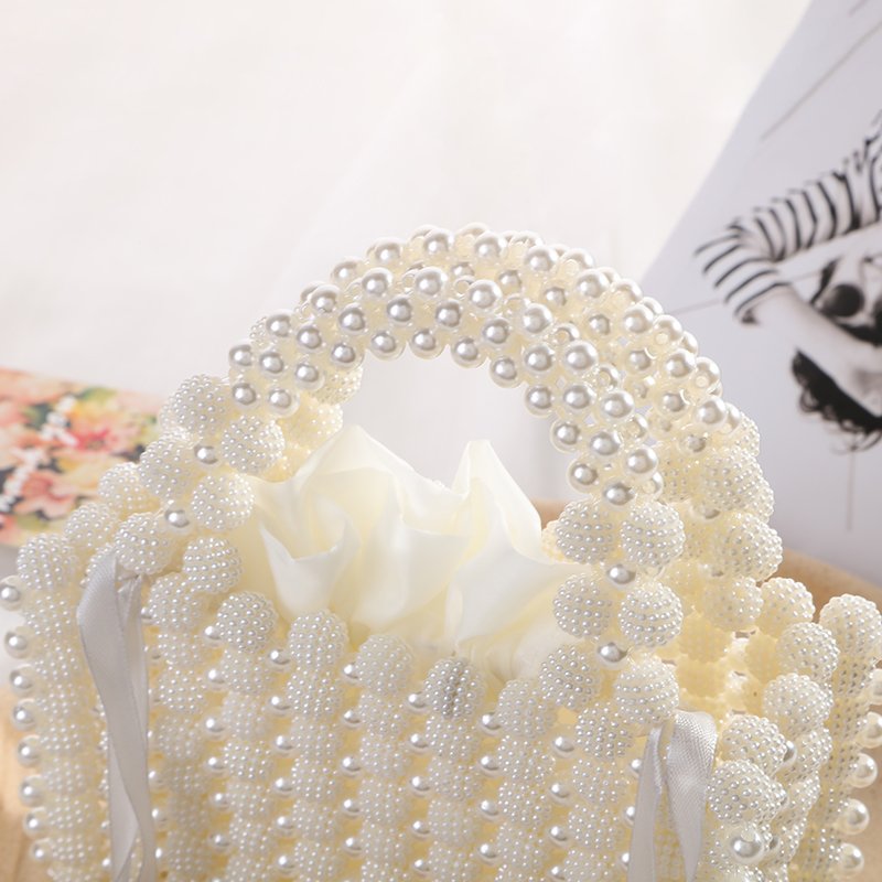 Wholesale Luxury Ladies Evening Handbags Fashion Resin Pearl Beaded Tote Bags Girls Wedding Party Pearl Basket Bag Clutch Purse