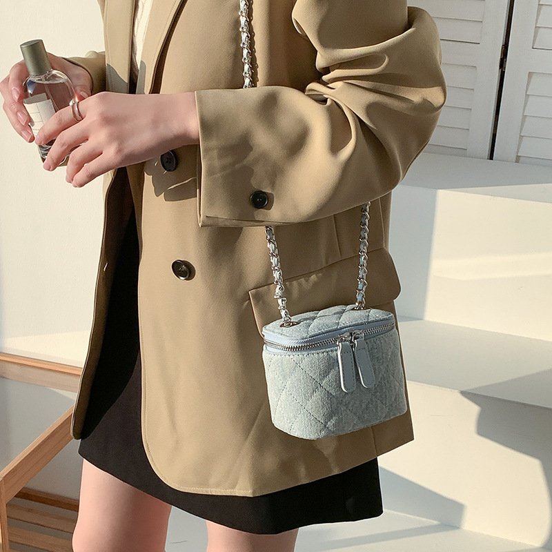 Classic Mini Denim bags Crossbody Diamond Check Case Silver Chain bag For Lipstick And Cosmetic