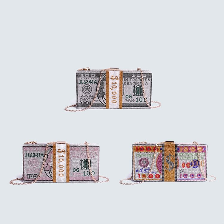 hot selling sequin dinner diamond high quality evening bags bling ladies money dollar clutch purse