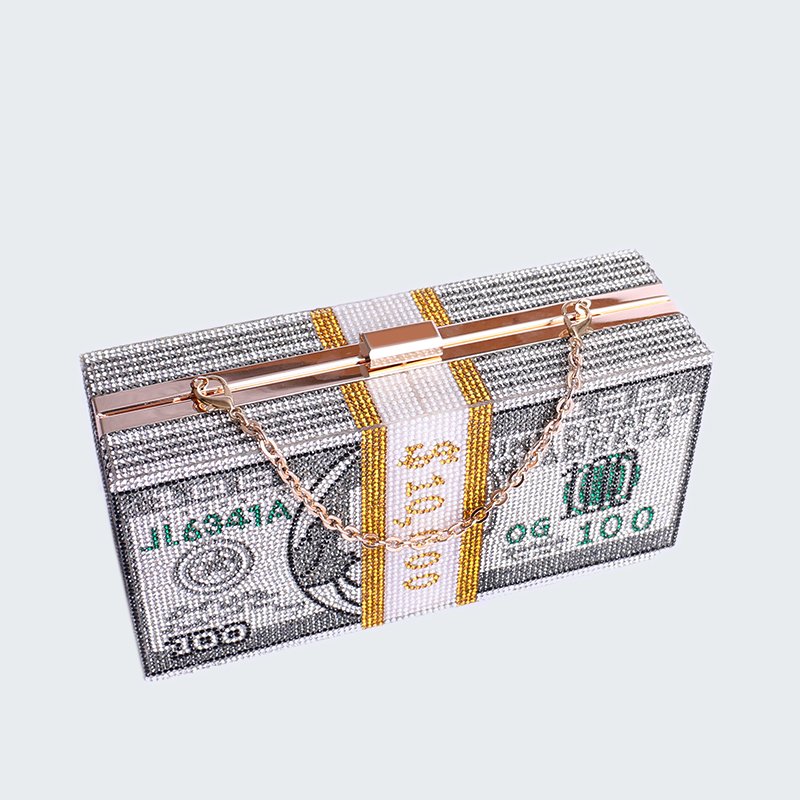 hot selling sequin dinner diamond high quality evening bags bling ladies money dollar clutch purse