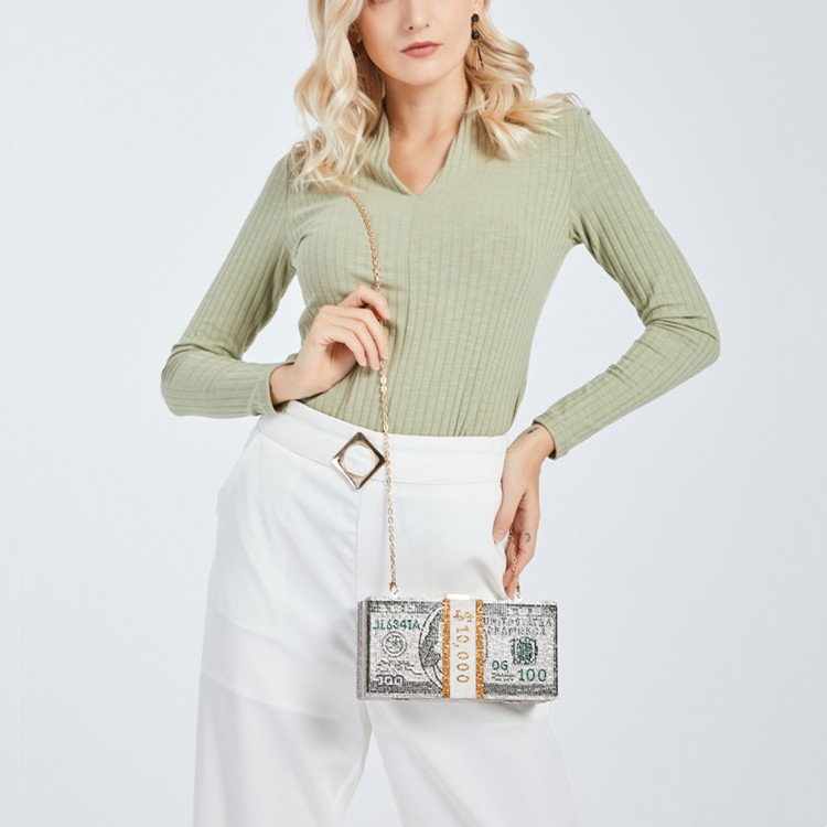 hot selling sequin dinner diamond high quality evening bags bling ladies money dollar clutch purse