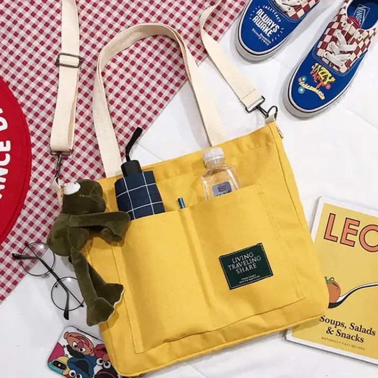 All Seasons Fashion Canvas Tote Bags Crossbody Design Cotton Bags Custom Heavy Duty Bags For School Children