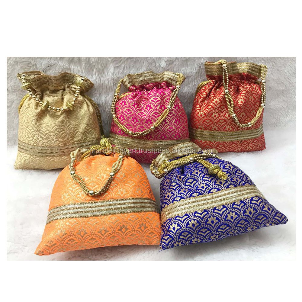 Hand Embroidery Green Bags Ladies Potli Bags/ Indian Lady Hand Purse/Ladies Purse