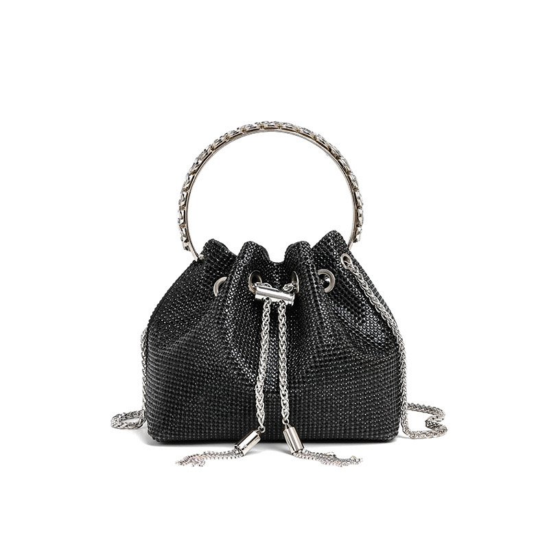 2024 Summer Evening Bag Fashion Crossbody Bag Luxury Women's Bag Chain Bar Women's PartyBag FullDiamond Bucket BagTasselHandbag