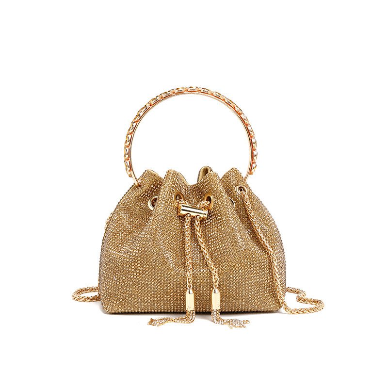 2024 Summer Evening Bag Fashion Crossbody Bag Luxury Women's Bag Chain Bar Women's PartyBag FullDiamond Bucket BagTasselHandbag