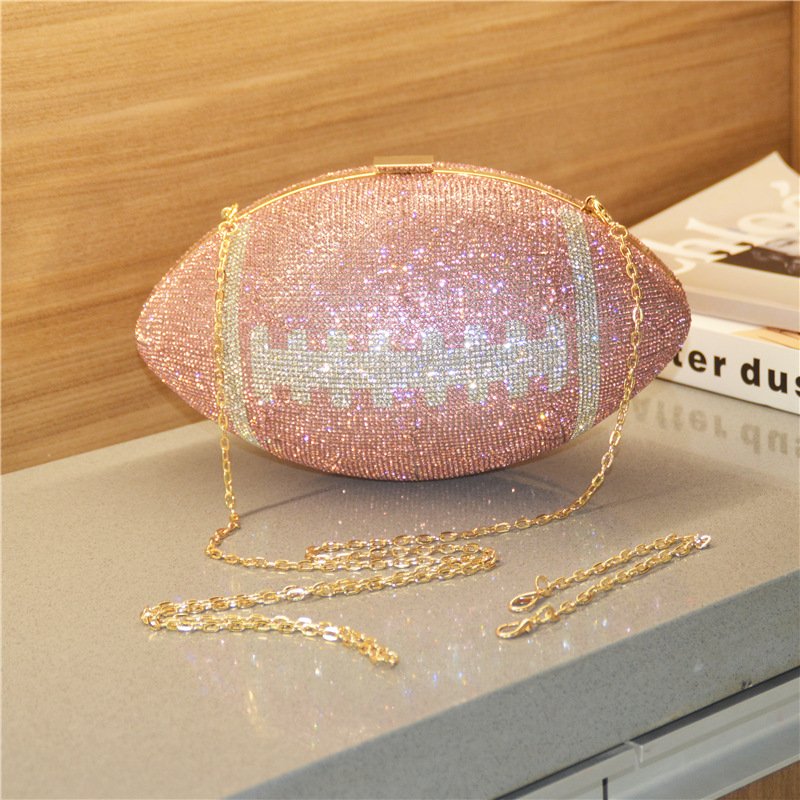 New Rhinestone Evening Bag Rugby Rhinestone Prom Party Banquet Bag Football Bag for Women