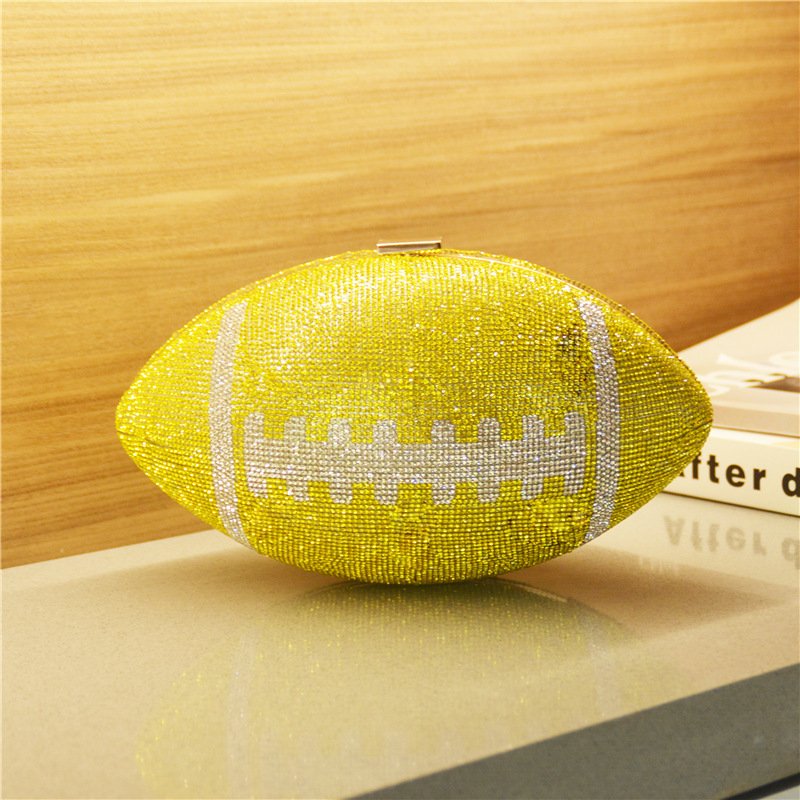 New Rhinestone Evening Bag Rugby Rhinestone Prom Party Banquet Bag Football Bag for Women