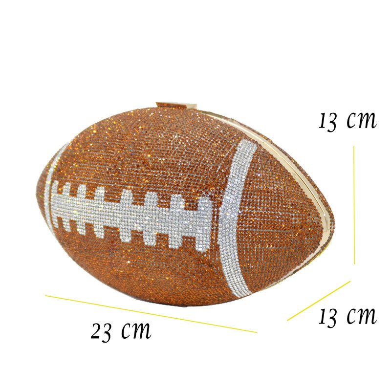 New Rhinestone Evening Bag Rugby Rhinestone Prom Party Banquet Bag Football Bag for Women