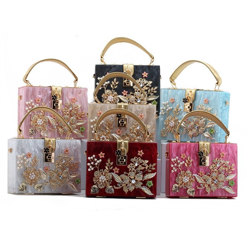 KALANTA Fashion Lady Hand Holding Clutch Bag Luxury Diamond Evening Bags Acrylic Crystal Diamond Clutch
