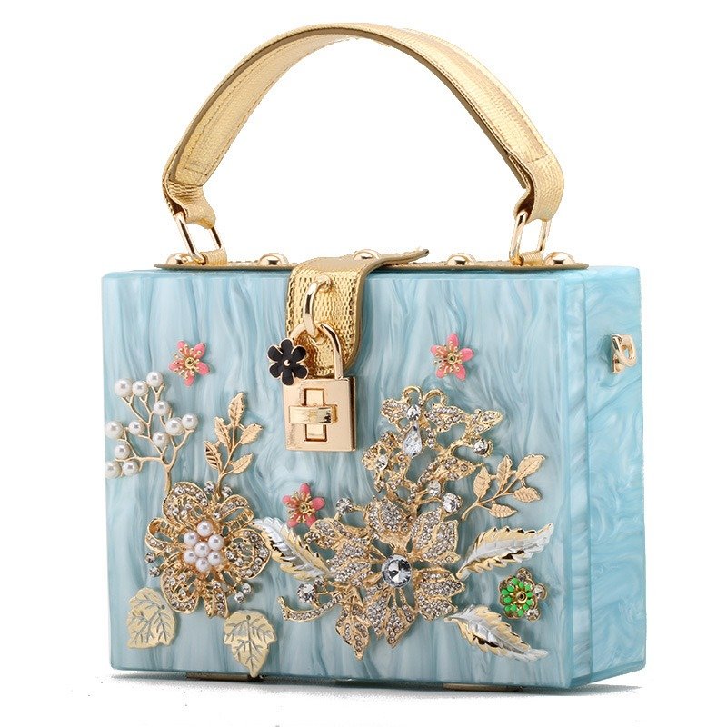 KALANTA Fashion Lady Hand Holding Clutch Bag Luxury Diamond Evening Bags Acrylic Crystal Diamond Clutch