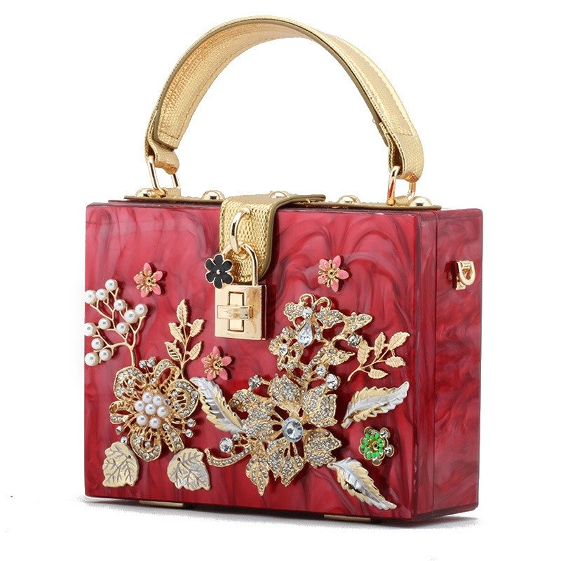 KALANTA Fashion Lady Hand Holding Clutch Bag Luxury Diamond Evening Bags Acrylic Crystal Diamond Clutch