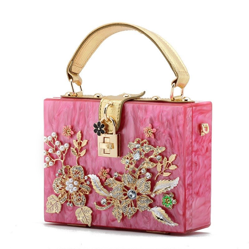 KALANTA Fashion Lady Hand Holding Clutch Bag Luxury Diamond Evening Bags Acrylic Crystal Diamond Clutch
