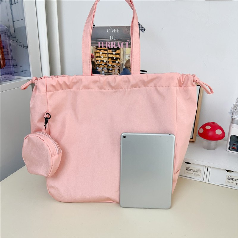 Ladies Simple Solid Color Retro Large Capacity Fashion Fitness Bag Casual All Match Drawstring Shoulder Bag