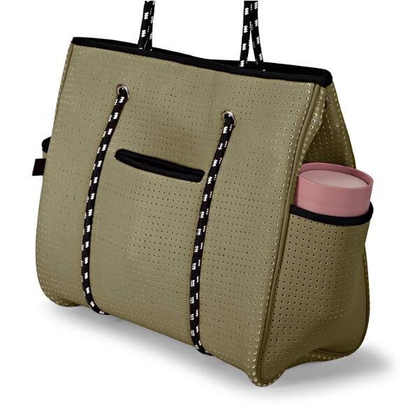 Multipurpose Fashion Layies Women Gym Tote Neoprene Diaper Bag with a Beautiful Neoprene Purse Striped Polyester Bucket 3mm