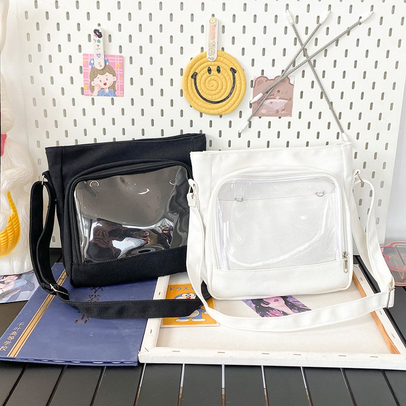 Custom Ita Bag Manufacturer Reusable Canvas Tote Shoulder Bags Fashion Design Pin Display Ita Crossbody Messenger Bags