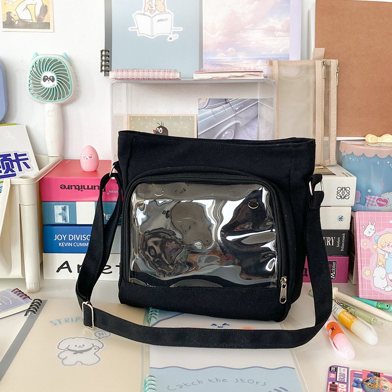 Custom Ita Bag Manufacturer Reusable Canvas Tote Shoulder Bags Fashion Design Pin Display Ita Crossbody Messenger Bags