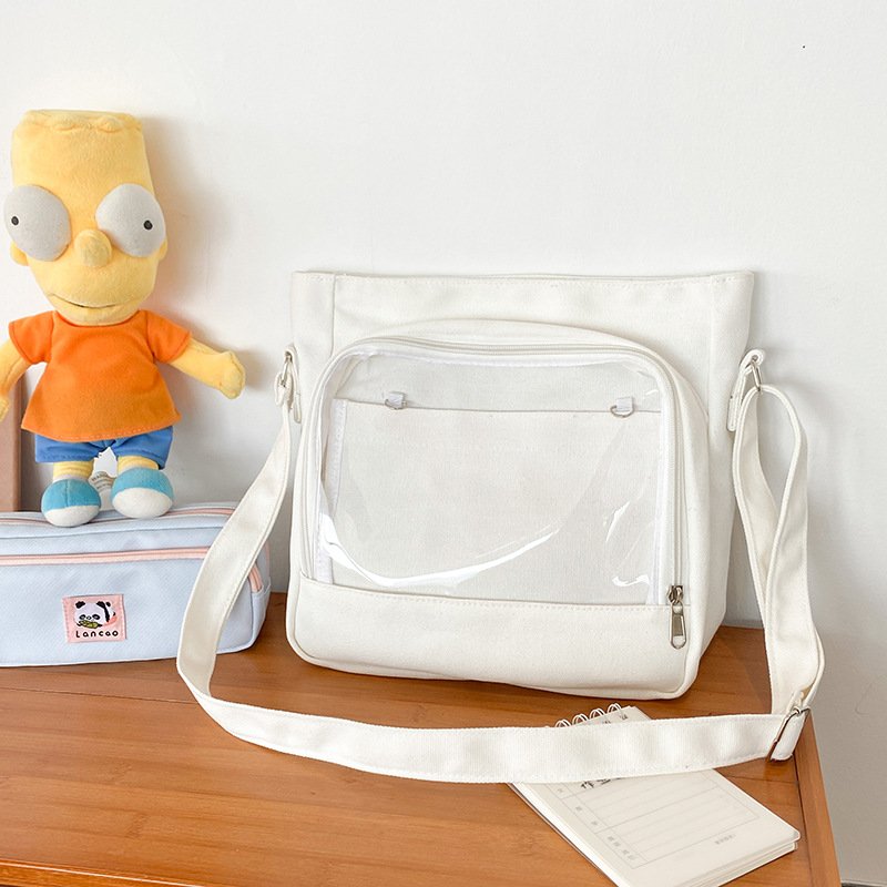 Custom Ita Bag Manufacturer Reusable Canvas Tote Shoulder Bags Fashion Design Pin Display Ita Crossbody Messenger Bags