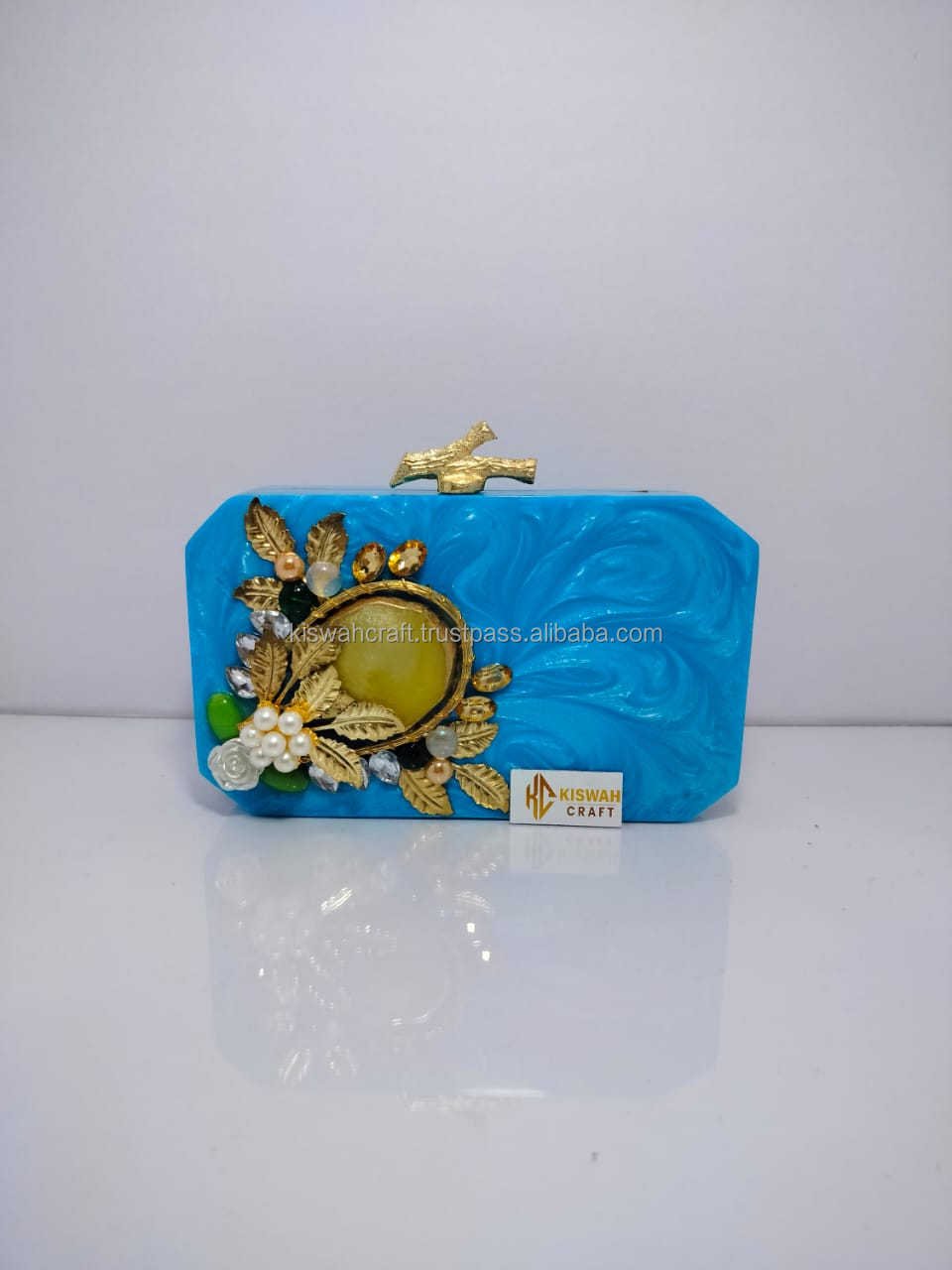 Wholesale Supply Ladies Evening Bridal Handmade Designer Resin Clutch Bag Handcrafted Designer Resin Clutch Bag