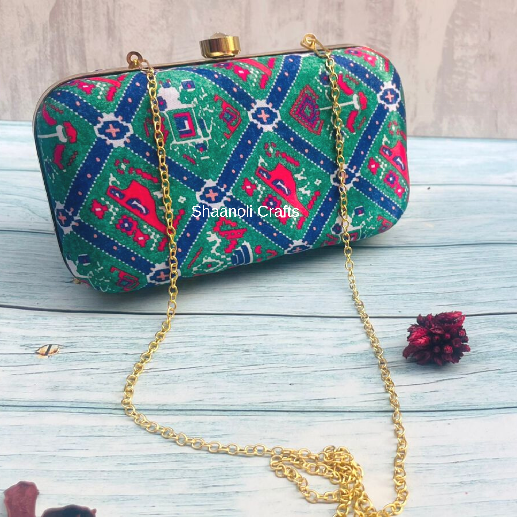 Indian Handmade Women's Printed Clutch Indian Fashion Elegant Hand Bag Fashion Luxury lady Dinner Evening Clutches
